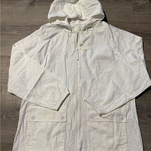 Women’s White Hooded Utility Jacket with Front Pockets